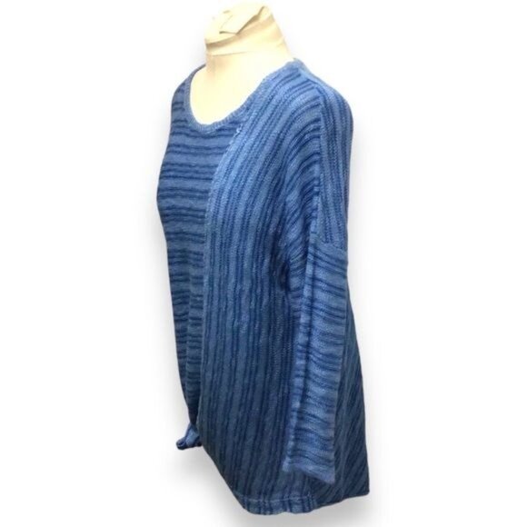 Democracy Women’s Asymmetric Open Knit Longline Sweater, Blue, size M - Picture 3 of 9